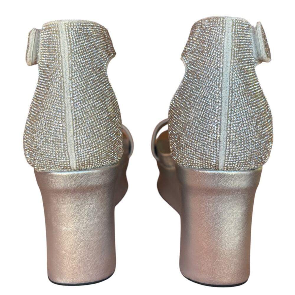OTBT Status Wedge Rhinestone Covered Metallic Silver Platform Sandals size 9.5 - Picture 5 of 16